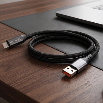 Blavec Kabel Zumi pleciony - USB na Typ C - QC 30W 3A wyświetlacz LCD 1 metr Apple CarPlay/Android Auto (CZU-UC3B10) czarny