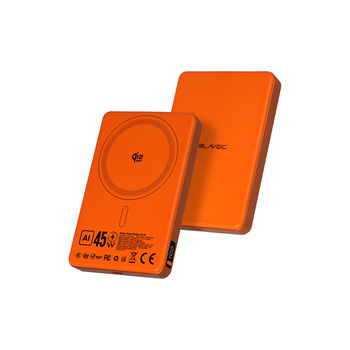 Blavec Power Bank 10000mAh BJ-05 Ultra Fast 16mm - Typ C - Qi2.2 25W + PD 45W magnetyczny indukcyjny Magsafe 2 w 1 (PBBJ05-QI22MC10O) pomarańczowy aluminium