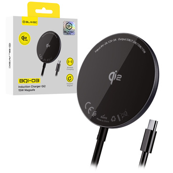 Blavec Ładowarka indukcyjna BQI-03 Qi2 15W magnetyczna Magsafe (BQI03-QI2MB) czarna (uszkodzone opakowanie)
