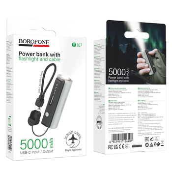 Borofone Power Bank 5000mAh BJ87 Star - Typ C - with flashlight black