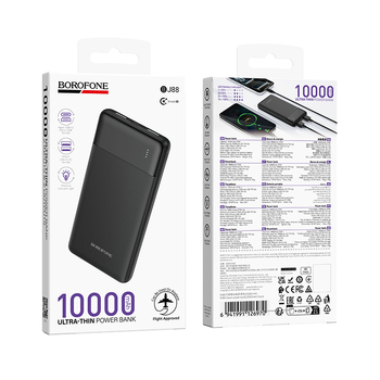 Borofone Power Bank 10000mAh BJ88 Clever - 2xUSB - czarny