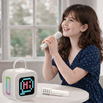 Blavec Portable Bluetooth Speaker WS-09 Karaoke Fun - 10W with 2 microphones and display (WS09-2MBE) beige