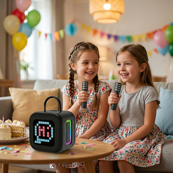Blavec Głośnik Bezprzewodowy Bluetooth WS-09 Karaoke Fun - 10W z 2 mikrofonami i wyświetlaczem (WS09-2MB) czarny