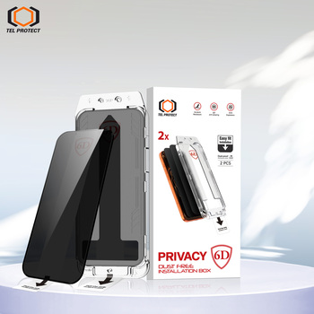 Tel Protect Dust-Free Easy Fit Privacy Full Glue 6D Tempered Glass for Iphone 16 black - 2 pieces
