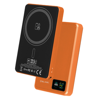 Blavec Power Bank 10000mAh BJ-03 Slim 13,5mm - Typ C - 22,5W magnetyczny indukcyjny Magsafe 3 w 1 (PBBJ03-MC10O) pomarańczowy aluminium