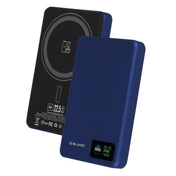 Blavec Power Bank 10000mAh BJ-03 Slim 13,5mm - Typ C - 22,5W magnetyczny indukcyjny Magsafe 3 w 1 (PBBJ03-MC10N) granatowy aluminium