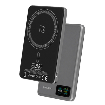 Blavec Power Bank 5000mAh BJ-03 Ultra Slim 7,8mm - Typ C - 22,5W magnetyczny indukcyjny Magsafe 3 w 1 (PBBJ03-MC5G) szary aluminium