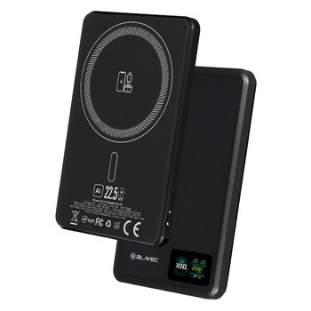 Blavec Power Bank 5000mAh BJ-03 Ultra Slim 7,8mm - Typ C - 22,5W magnetyczny indukcyjny Magsafe 3 w 1 (PBBJ03-MC5B) czarny aluminium