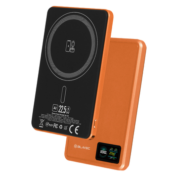 Blavec Power Bank 5000mAh BJ-03 Ultra Slim 7,8mm - Typ C - 22,5W magnetyczny indukcyjny Magsafe 3 w 1 (PBBJ03-MC5O) pomarańczowy aluminium