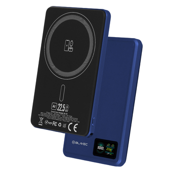 Blavec Power Bank 5000mAh BJ-03 Ultra Slim 7,8mm - Typ C - 22,5W magnetyczny indukcyjny Magsafe 3 w 1 (PBBJ03-MC5N) granatowy aluminium