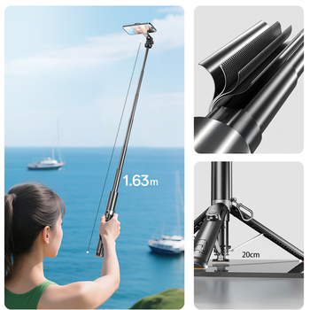 Blavec Selfie Stick Aluminium Fusion P-12 Magsafe Auto pop tripod + pilot 1,60 metra (SSFP12-MTRAPB160) czarny