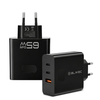 Blavec Ładowarka sieciowa BC-11 GaN - USB + 2xTyp C - QC PD 65W 3A (TCBC11G-U2CB653A) czarna