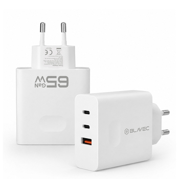 Blavec Ładowarka sieciowa BC-11 GaN - USB + 2xTyp C - QC PD 65W 3A (TCBC11G-U2CW653A) biała