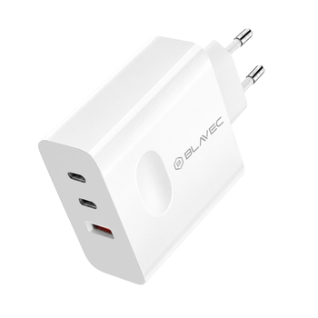 Blavec Ładowarka sieciowa BC-11 GaN - USB + 2xTyp C - QC PD 65W 3A z kablem Typ C na Typ C (TCBC11G-U2CW653A) biała