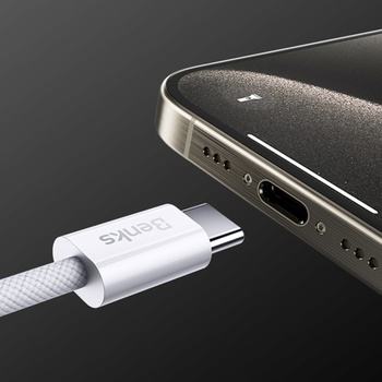 Benks Kabel D46 pleciony - Typ C na Lightning - PD 27W 3A 2 metry biały