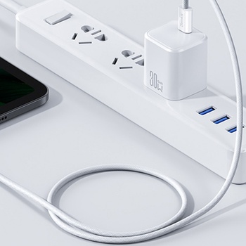 Benks Kabel D46 pleciony - Typ C na Lightning - PD 27W 3A 2 metry biały