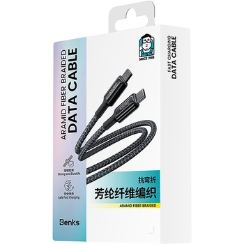Benks Kabel D49 pleciony - Typ C na Typ C - PD 60W 3A 1,2 metra czarny