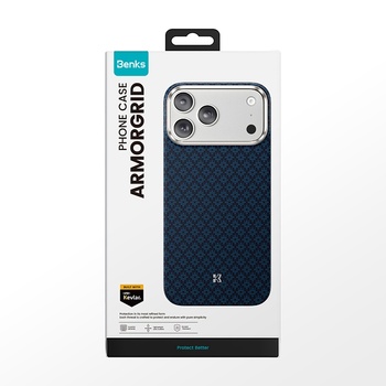 Benks Etui Magnetic Armor Air Armor Grid Kevlar Metal Frame 600D (0070) do Iphone 17 Pro Max niebieski