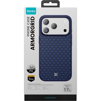 Benks Etui Magnetic Armor Pro Armor Grid Kevlar Metal Frame 600D (YB70) do Iphone 17 Pro Max niebieskie