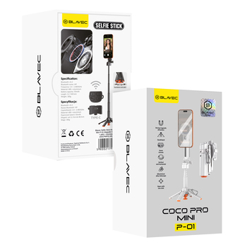 Blavec Selfie Stick Aluminium Coco PRO Mini P-01 Magsafe Auto pop quadripod + pilot + mocowanie 0,48 metra (SSCPMP01-MQHW048) biały
