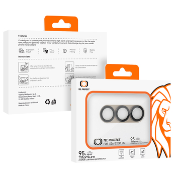Hartowane szkło Tel Protect 95% AR+AF Full Metal Camera Protector na aparat do Samsung Galaxy S26/S26 Plus złote (wyspa)