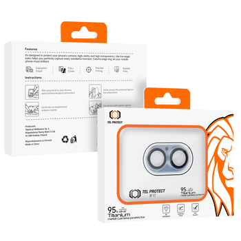 Hartowane szkło Tel Protect 95% AR+AF Full Metal Camera Protector na aparat do Iphone 17 niebieskie (wyspa)
