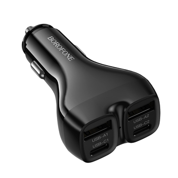 Borofone Car charger BZ35 Leader - 2 x Type C + USB - PD 30W black