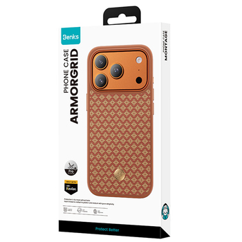 Benks Etui Magnetic Armor Pro Armor Grid Kevlar Metal Frame 600D (C.K.FL.AP.GD.F069) do Iphone 17 Pro pomarańczowe