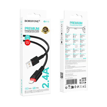 Borofone Cable BX110 Beneficio - USB to Lightning - 2,4A 1 metre black