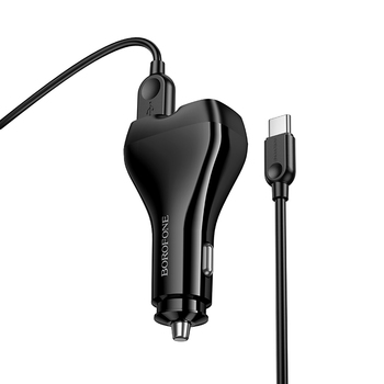 Borofone Car charger BZ35 Leader - 2 x Type C + USB - PD 30W with cable USB to Type C black