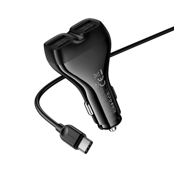 Borofone Car charger BZ35 Leader - 2 x Type C + USB - PD 30W with cable USB to Type C black