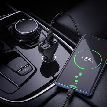 Borofone Car charger BZ35 Leader - 2 x Type C + USB - PD 30W with cable USB to Type C black