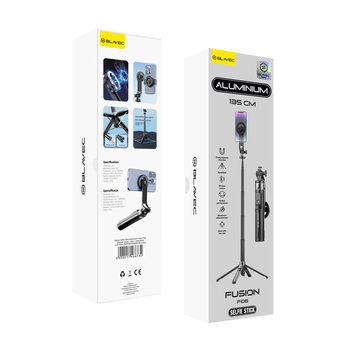 Blavec Selfie Stick Aluminium Fusion P-06 Magsafe tripod + remote control + holder 1,34 metres (SSFP06-MTRHB134) black (damaged packaging)