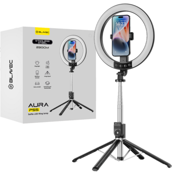 Blavec Selfie Ring lamp Aura LED Ring P-55 25cm tripod + remote control + 2,3 metres (RLP55-TRB23) black (damaged packaging)