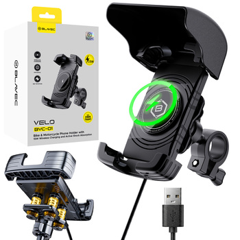 Blavec Uchwyt Rowerowy/Motocyklowy BVC-01 Velo to handlebar with induction charging and shock absorbtion (BVC01-ICSAHB) black (damaged packaging)