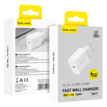 Blavec Ładowarka sieciowa BC-14 GaN4 - Typ C - PD QC 30W 3A (TCBC14G4-CW303A) biała