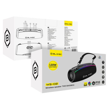 Blavec Głośnik Bezprzewodowy Bluetooth TWS WS-02 Bassbox - 120W (WS02-B) czarny (uszkodzone opakowanie)