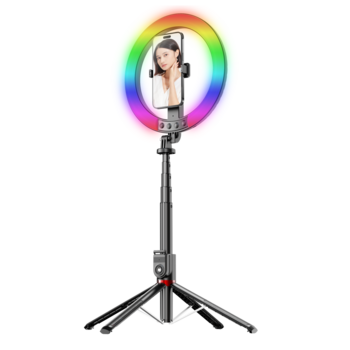 Blavec Lampa pierścieniowa Selfie Aluminium Aura LED RGB Ring P-50 25cm tripod + pilot + 2,3 metra (RLP50-TRB23) czarny (uszkodzone opakowanie)