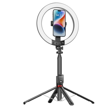 Blavec Lampa pierścieniowa Selfie Aluminium Aura LED RGB Ring P-50 25cm tripod + pilot + 2,3 metra (RLP50-TRB23) czarny (uszkodzone opakowanie)