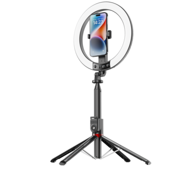 Blavec Lampa pierścieniowa Selfie Aluminium Aura LED RGB Ring P-50 25cm tripod + pilot + 2,3 metra (RLP50-TRB23) czarny (uszkodzone opakowanie)