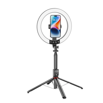 Blavec Lampa pierścieniowa Selfie Aluminium Aura LED RGB Ring P-50 25cm tripod + pilot + 2,3 metra (RLP50-TRB23) czarny (uszkodzone opakowanie)