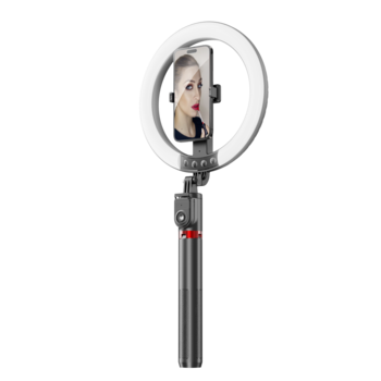 Blavec Lampa pierścieniowa Selfie Aluminium Aura LED RGB Ring P-50 25cm tripod + pilot + 2,3 metra (RLP50-TRB23) czarny (uszkodzone opakowanie)