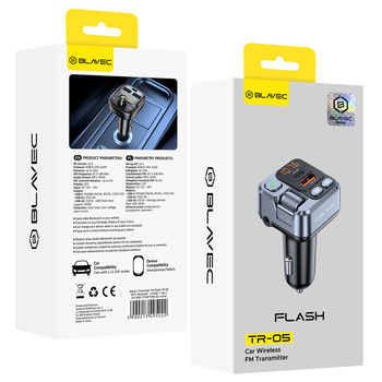Blavec Transmiter FM Flash TR-05 MP3, Bluetooth - USB + Typ C - PD 30W (TFMFTR05-B) czarny (uszkodzone opakowanie)