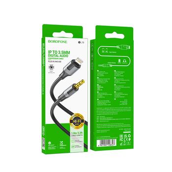 Borofone Kabel AUX BL19 Creator - jack 3,5mm na Lightning - 1 metr czarny (uszkodzone opakowanie)