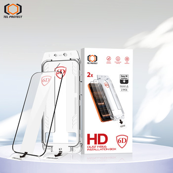 Hartowane szkło Tel Protect Dust-Free Easy Fit Full Glue 6D do Iphone 17 Pro Max/18 Pro Max czarne - 2 sztuki (uszkodzone opakowanie)