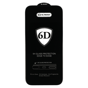 Hartowane szkło Tel Protect Full Glue 6D do IPHONE 16 Czarne - PAKIET 10 SZTUK (uszkodzone opakowanie)