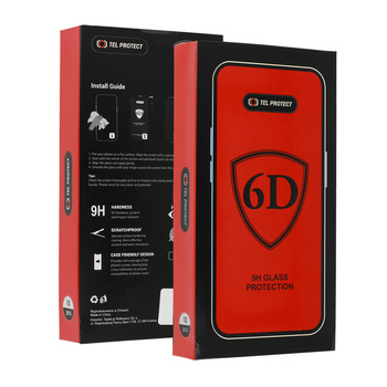 Hartowane szkło Tel Protect Full Glue 6D do IPHONE 16 Czarne - PAKIET 10 SZTUK (uszkodzone opakowanie)
