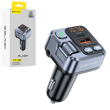Blavec Transmiter FM Flash TR-05 MP3, Bluetooth - USB + Typ C - PD 30W (TFMFTR05-B) czarny (uszkodzone opakowanie)
