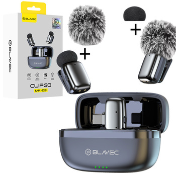 Blavec Mikrofon Bezprzewodowy Krawatowy x 2 MK-03 ClipGo Typ C (LMMK03-S) srebrny (uszkodzone opakowanie)
