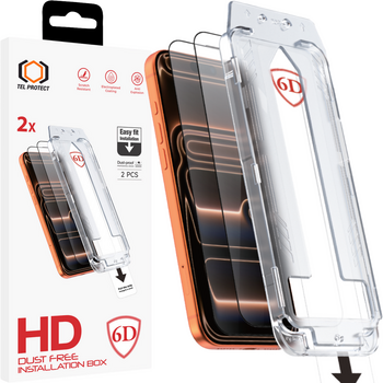 Hartowane szkło Tel Protect Dust-Free Easy Fit Full Glue 6D do Iphone 17 Pro Max/18 Pro Max czarne - 2 sztuki (uszkodzone opakowanie)
